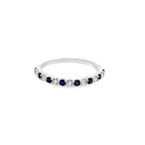 14KT WHITE GOLD SAPPHIRE & DIAMOND BAND