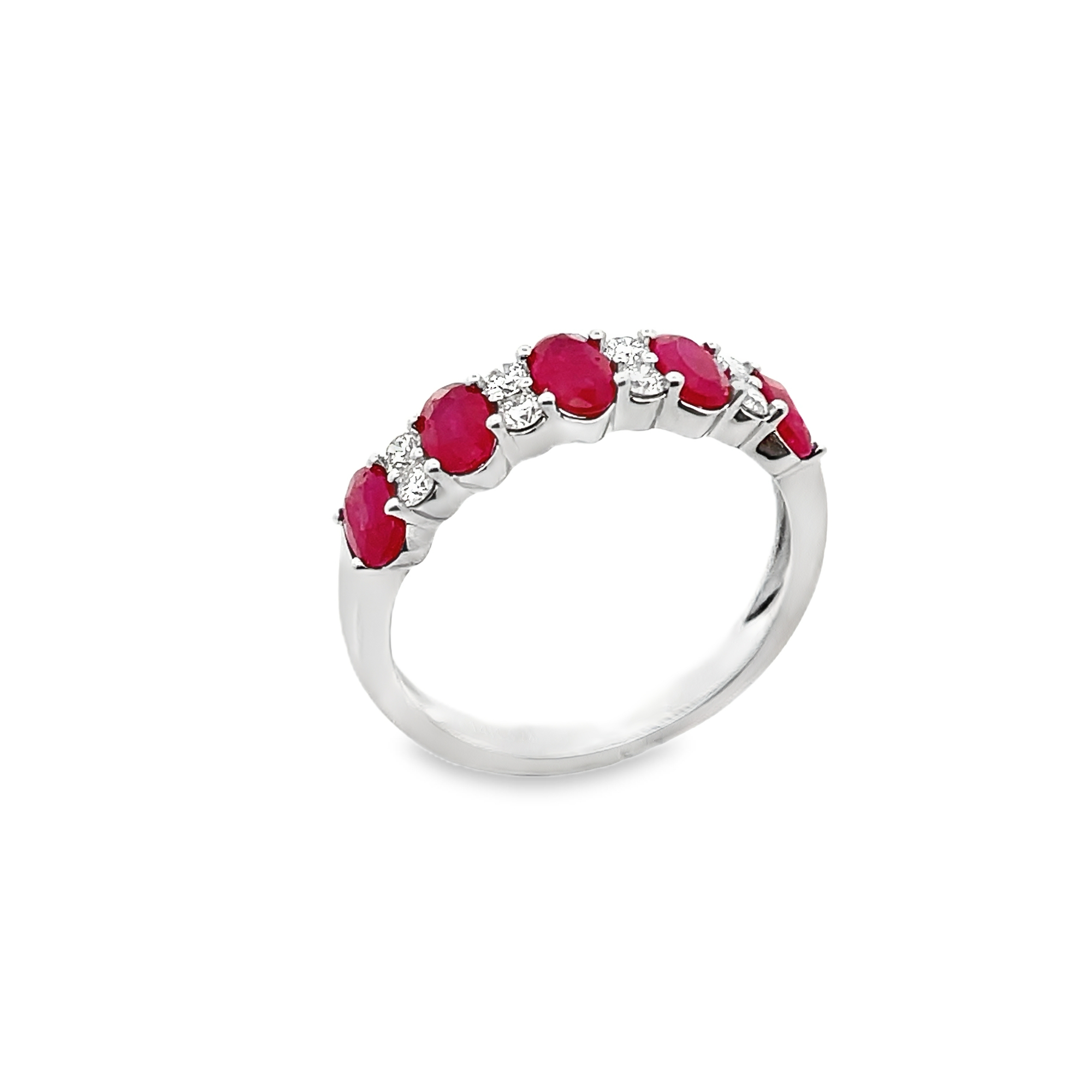 14KT WHITE GOLD RUBY & DIAMOND BAND