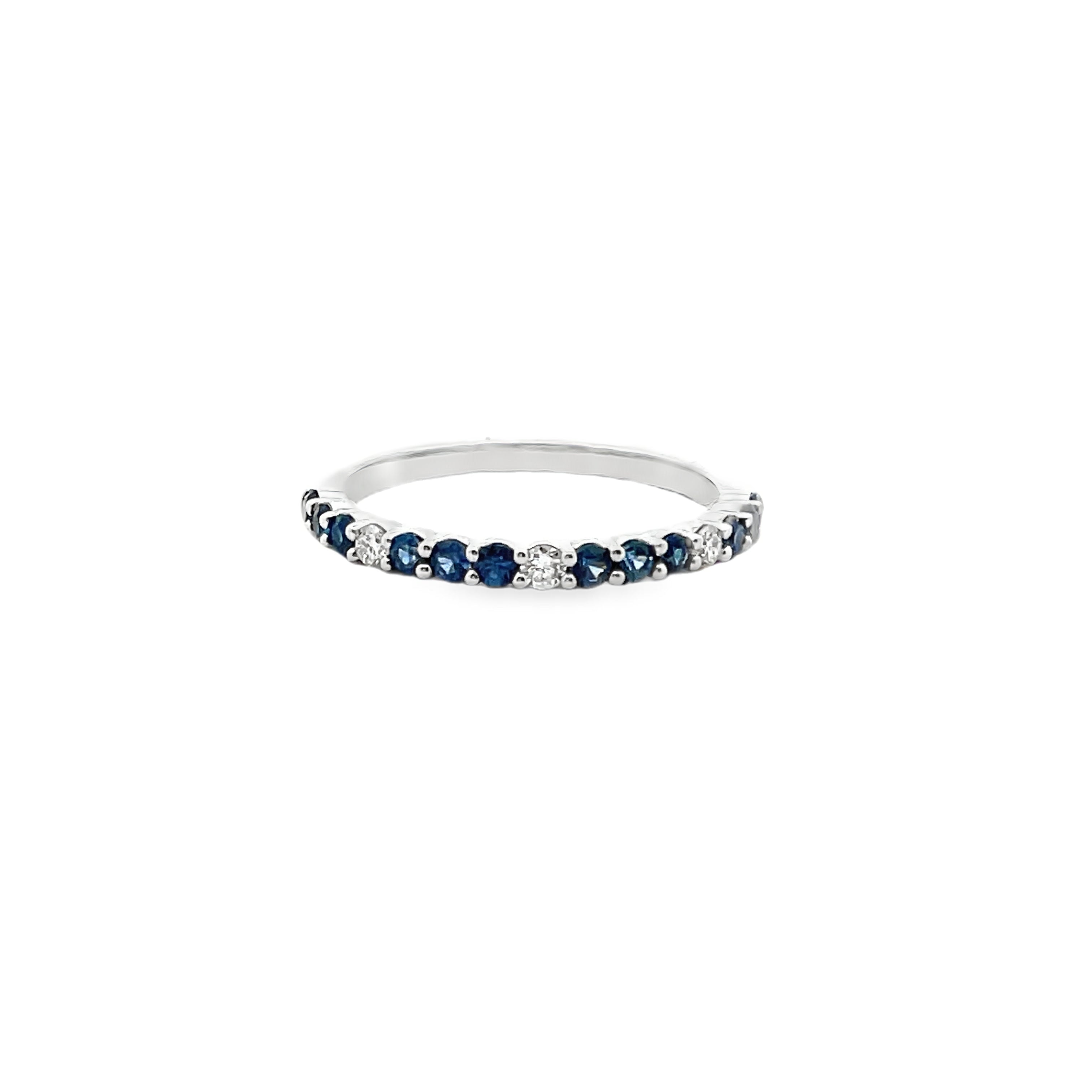 14KT WHITE GOLD SAPPHIRE & DIAMOND BAND