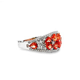 14KT White Gold Padparadscha Sapphire & White Diamond Ring Size 7