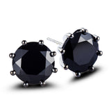 Genuine Black Spinel Sterling Silver Stud Earrings