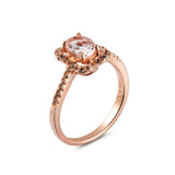 Genuine Morganite And White Topaz 14k Rose Gold Over Silver Ring