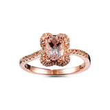 Genuine Morganite And White Topaz 14k Rose Gold Over Silver Ring