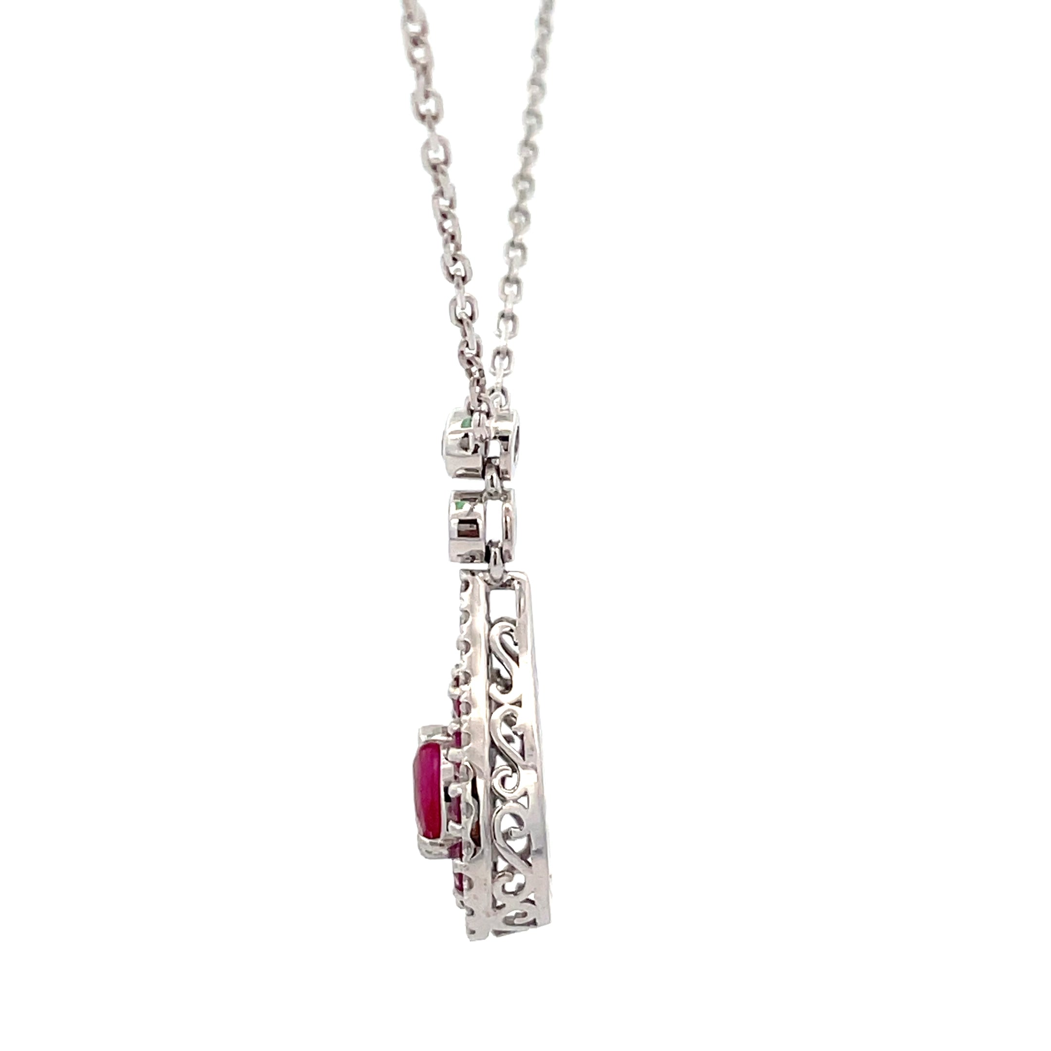 10K Ruby white gold necklace