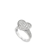 14KT WHITE GOLD ROUND BRILLIANT CUT DIAMOND HEART SHAPE RING