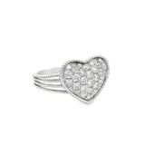 14KT WHITE GOLD ROUND BRILLIANT CUT DIAMOND HEART SHAPE RING