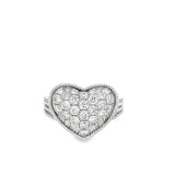 14KT WHITE GOLD ROUND BRILLIANT CUT DIAMOND HEART SHAPE RING