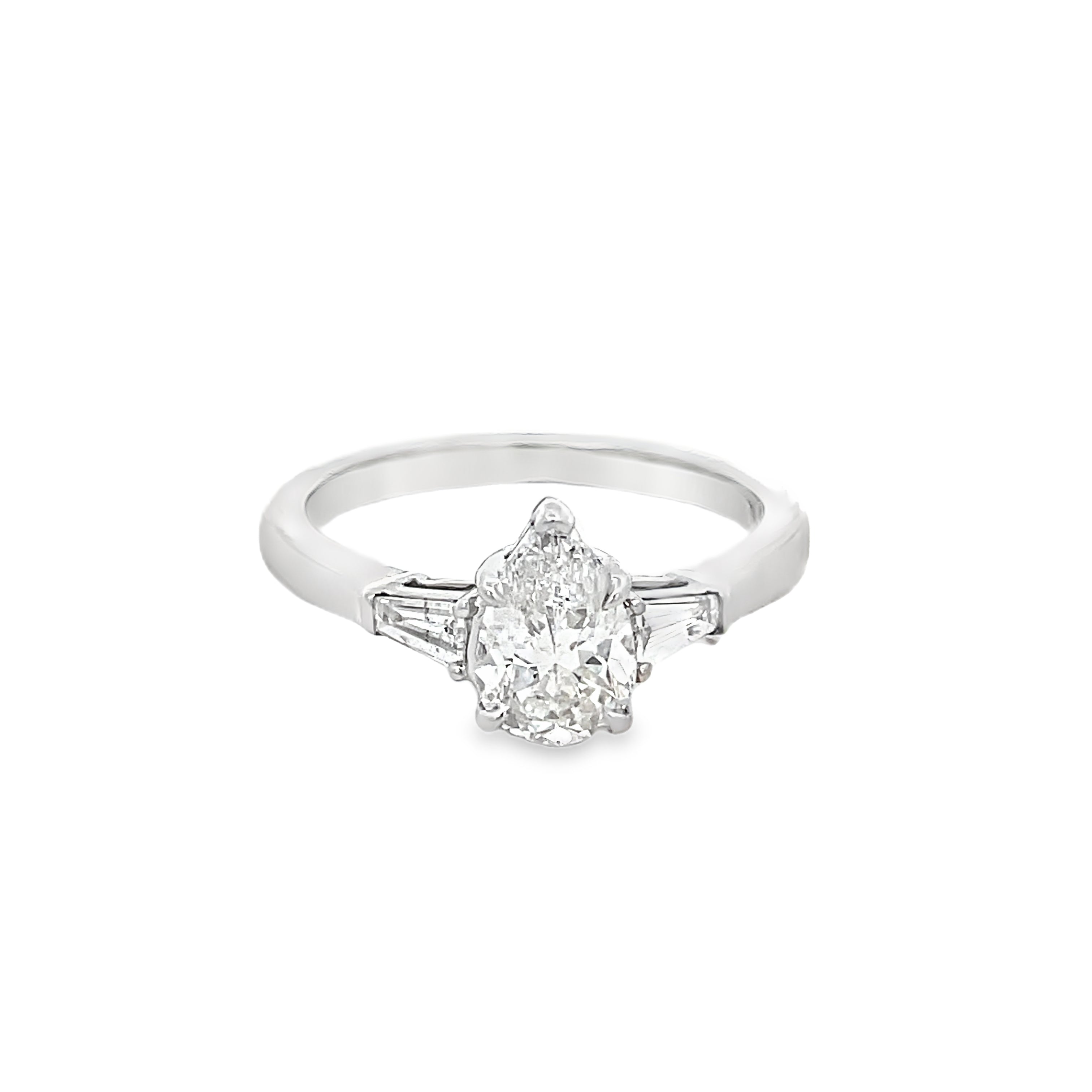 14KT WHITE GOLD PEAR SHAPE DIAMOND ENGAGEMENT RING