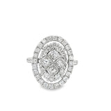 14KT WHITE GOLD BAGUETTE CUT & ROUND BRILLIANT CUT DIAMOND RING