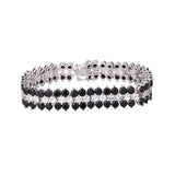 Genuine Black Spinel and White Topaz Sterling Silver Bracelet