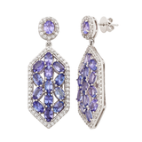 Genuine Tanzanite And White Zircon Sterling Silver Dangle Earrings