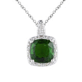 Genuine Chrome Diopside And White Topaz Sterling Silver Pendant