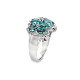 925 Sterling Silver Blue Zircon & White Zircon Ring