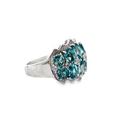 925 Sterling Silver Blue Zircon & White Zircon Ring