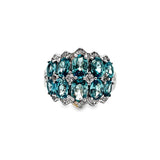 925 Sterling Silver Blue Zircon & White Zircon Ring