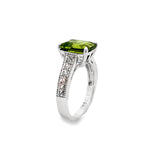 925 Sterling Silver Peridot & White Topaz Ring Size 8