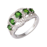 Genuine Chrome Diopside And White Zircon Sterling Silver Loop Ring