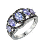 Genuine Tanzanite And White Zircon Sterling Silver Loop Ring