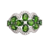 Genuine Chrome Diopside And White Zircon Sterling Silver Ring