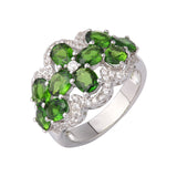 Genuine Chrome Diopside And White Zircon Sterling Silver Ring