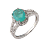 Genuine Color Enhanced Opal And White Zircon Sterling Silver Halo Ring