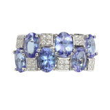 Genuine Tanzanite And White Zircon Sterling Silver Ring