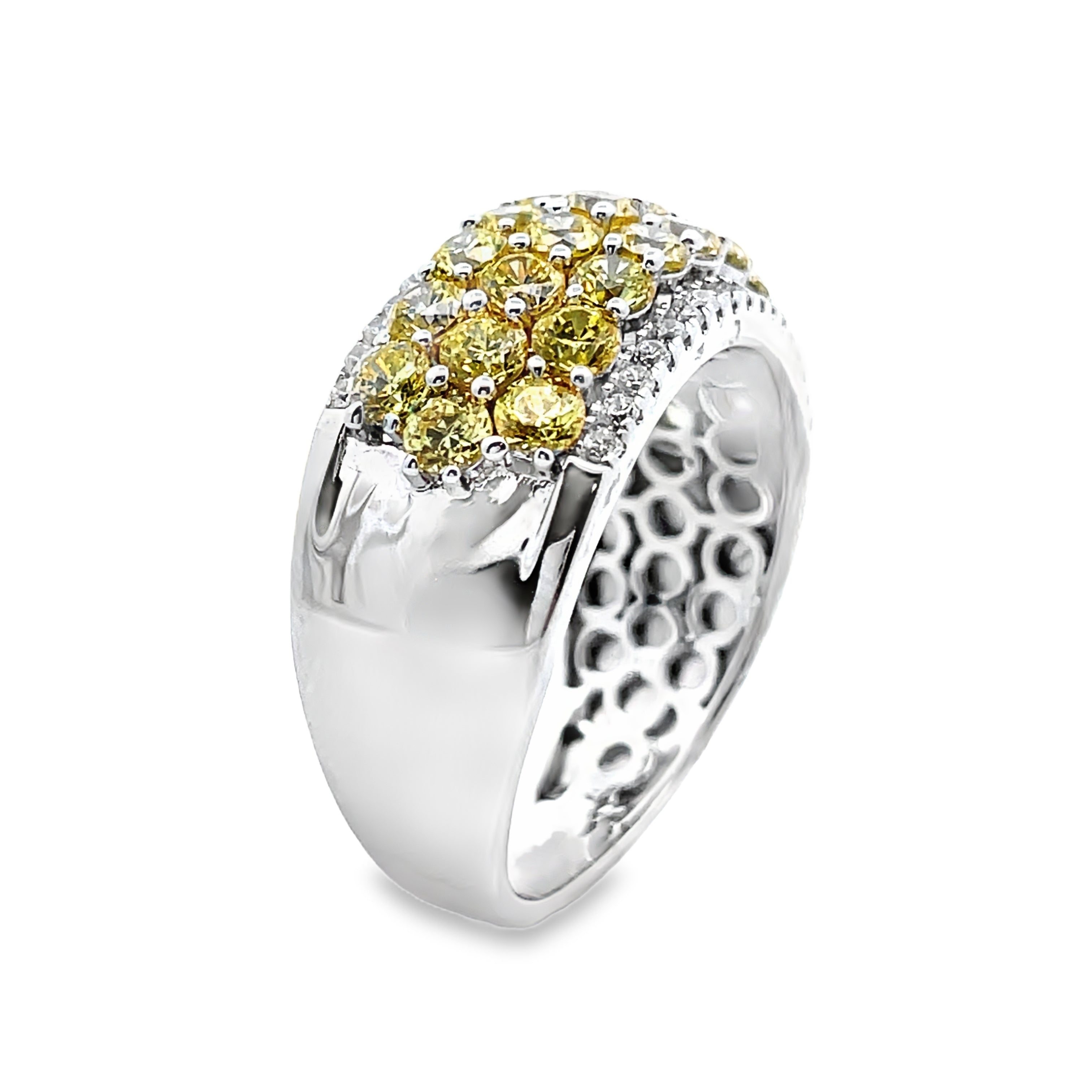 925 Sterling Silver Yellow & White CZ Band