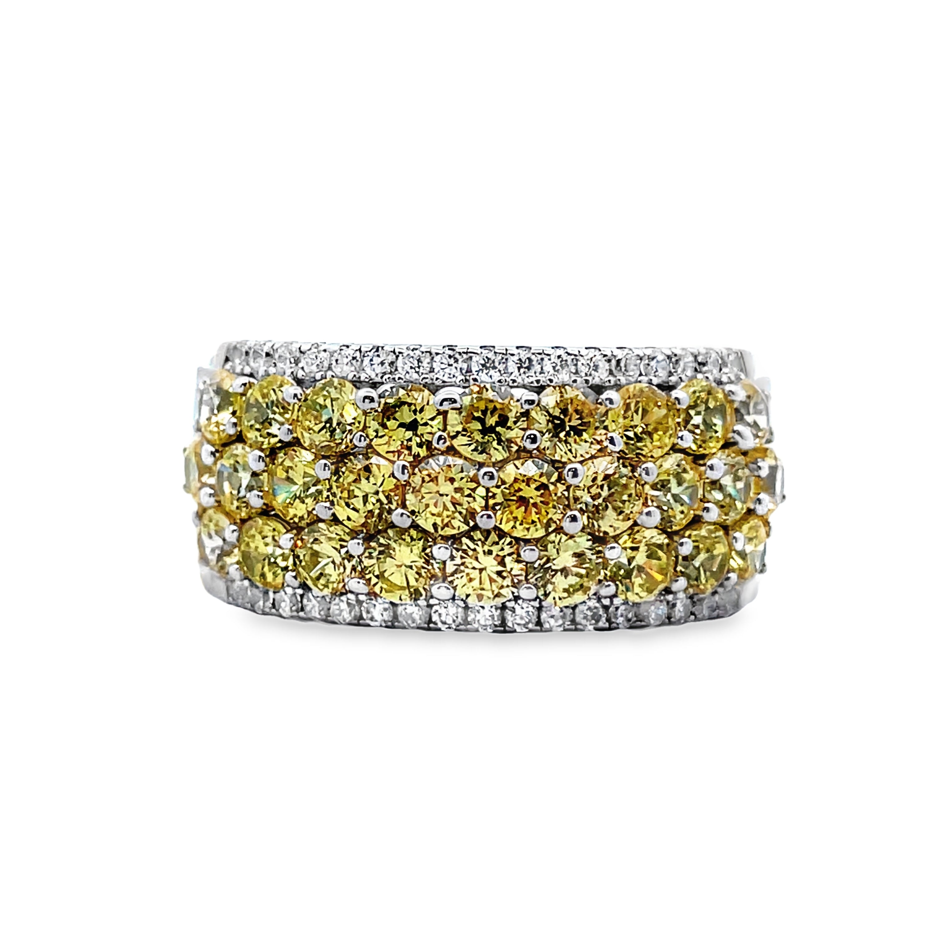 925 Sterling Silver Yellow & White CZ Band