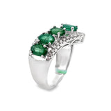 925 Sterling Silver Emerald & White Zircon Ring