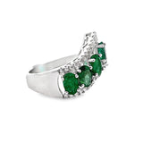 925 Sterling Silver Emerald & White Zircon Ring