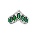 925 Sterling Silver Emerald & White Zircon Ring