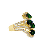 Yellow Gold Plate 925 Sterling Silver Chrome Diopside & White Zircon Ring