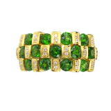 Genuine Chrome Diopside And White Zircon 14k Yellow Gold Over Silver Ring