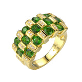 Genuine Chrome Diopside And White Zircon 14k Yellow Gold Over Silver Ring