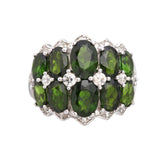 Genuine Chrome Diopside And White Zircon Sterling Silver Band Ring