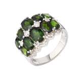 Genuine Chrome Diopside And White Zircon Sterling Silver Band Ring