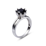 Genuine Black Spinel Sterling Silver Double Shank Ring