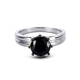 Genuine Black Spinel Sterling Silver Double Shank Ring