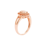 Genuine Morganite And White 14k Rose Gold Over Silver Ring