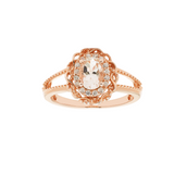 Genuine Morganite And White 14k Rose Gold Over Silver Ring