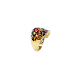 14KT Yellow Gold Multi Shape Multi Tourmaline & Diamond