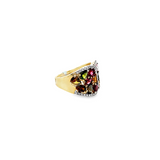 14KT Yellow Gold Multi Shape Multi Tourmaline & Diamond