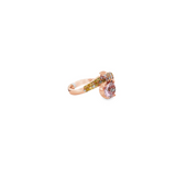 14KT ROSE GOLD OVAL CUT KUNZITE & MULTI COLOR DIAMOND DOLPHIN RING