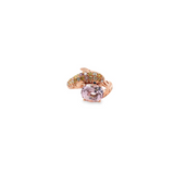 14KT ROSE GOLD OVAL CUT KUNZITE & MULTI COLOR DIAMOND DOLPHIN RING