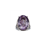 Genuine Pink Amethyst And White Topaz Sterling Silver Halo Ring