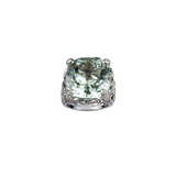 Genuine Green Amethyst And White Topaz Sterling Silver Ring