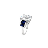 925 Sterling Silver CZ & Blue CZ Ring