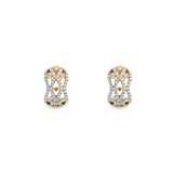 14KT White Gold Yellow & White Diamond Hoop Earrings