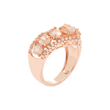 Genuine Morganite And White Zircon 14k Rose Gold Over Silver Chevron Ring