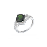 Genuine Chrome Diopside And White Topaz Sterling Silver Ring